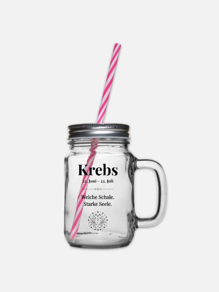 Sternzeichen Krebs - Henkelglas mit Schraubdeckel - Klar