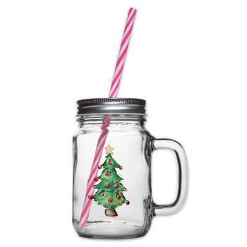 Aquarell-Weihnachtsbaum-Ornamente - Henkelglas mit Schraubdeckel - Klar - Rechts