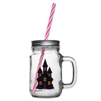 Spukschloss bei Nacht - Henkelglas mit Schraubdeckel - Klar - Rechts