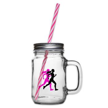 Running Marathon Woman Icon - Glass jar with handle and screw cap - clear - Right