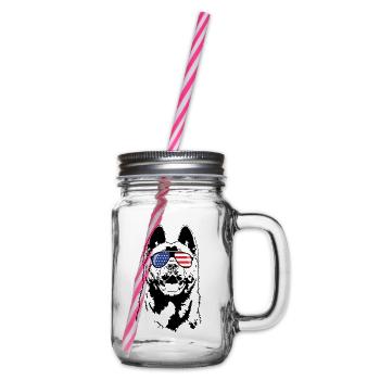 American AKITA Amerika Fahne Sonnenbrille Wilsigns - Henkelglas mit Schraubdeckel - Klar - Rechts