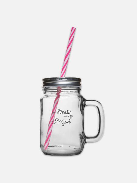 Christliches Design Ich bin ein Kind Gottes - Henkelglas mit Schraubdeckel - Klar