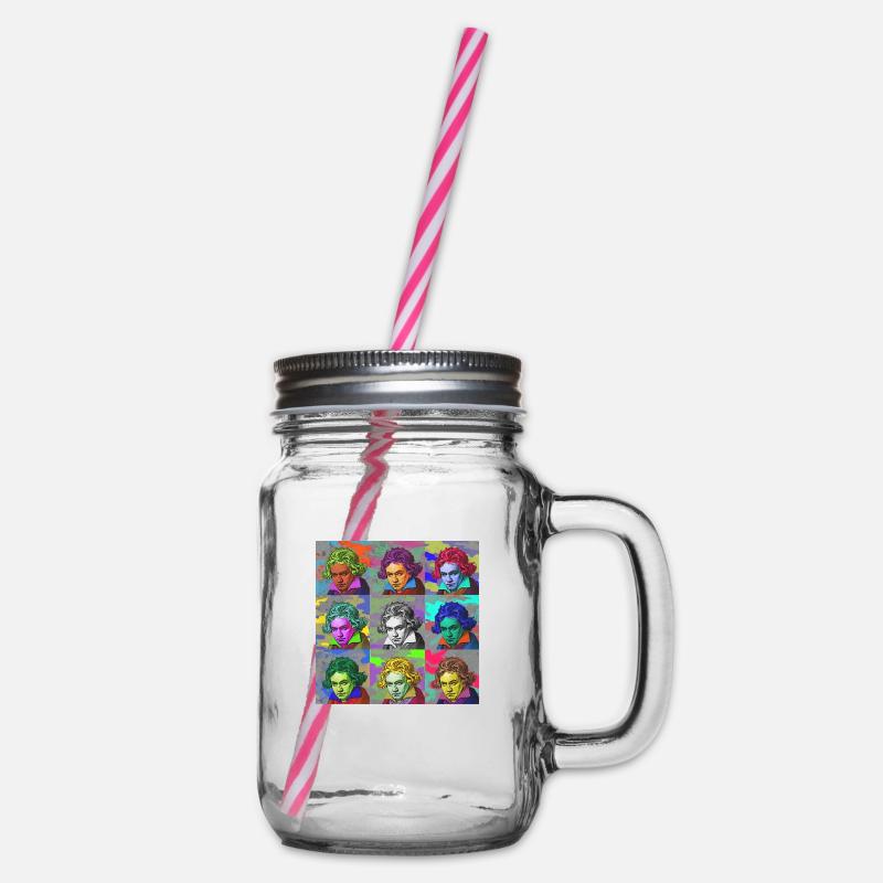 Pop-Art Ludwig van Beethoven Klassik Geschenkidee - Henkelglas mit Schraubdeckel - Klar