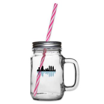city skyline - Glass jar with handle and screw cap - clear - Right
