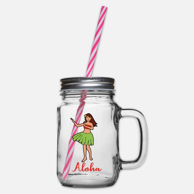 ALOHA Mädchen - Henkelglas mit Schraubdeckel - Klar