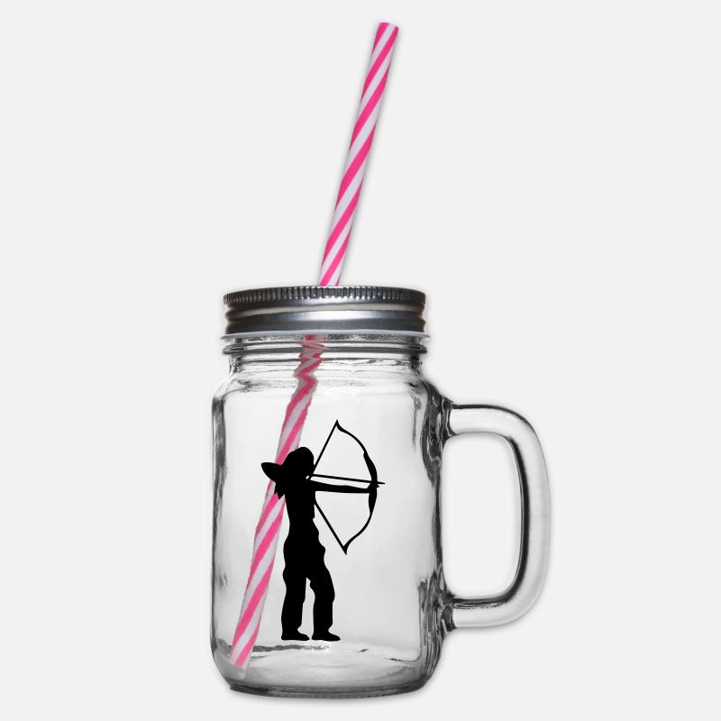 Bogenschützin Bogenschießen Bogenschützinnen - Henkelglas mit Schraubdeckel - Klar