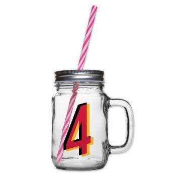 4 Number Germany jersey number black red gold - Glass jar with handle and screw cap - clear - Right