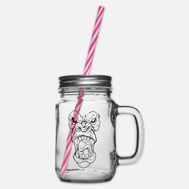 Wütender Gorilla Silberrücken - Henkelglas mit Schraubdeckel - Klar