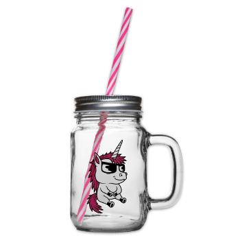 Cool Sunglasses Unicorn Comic - Glass jar with handle and screw cap - clear - Right