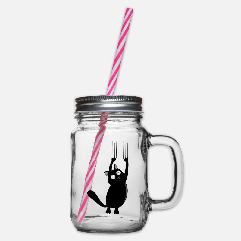 Panic Cat (Black Version) - Henkelglas mit Schraubdeckel - Klar