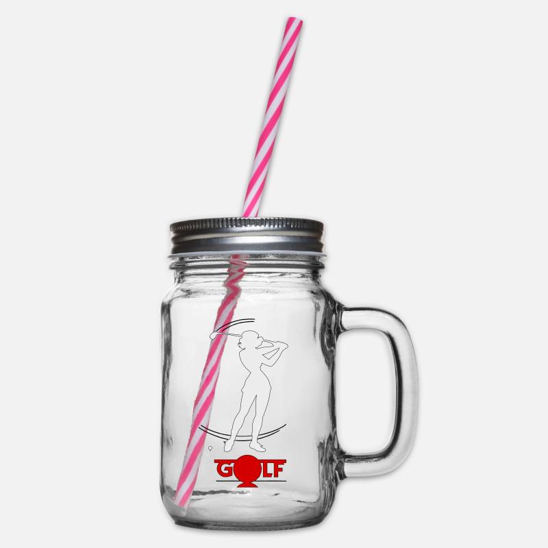 Retro-Golfer - Henkelglas mit Schraubdeckel - Klar