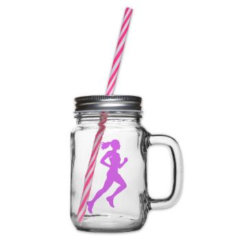 Laufsilhouette in Lila - Henkelglas mit Schraubdeckel - Klar - Rechts