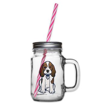 Illustration des Beagle-Herz-Welpen - Henkelglas mit Schraubdeckel - Klar - Rechts