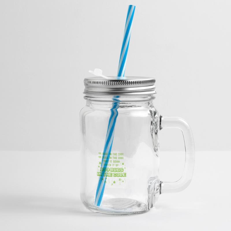 99 Bugs In The Code Programmer Source Coding Desig Glass jar with handle and screw cap