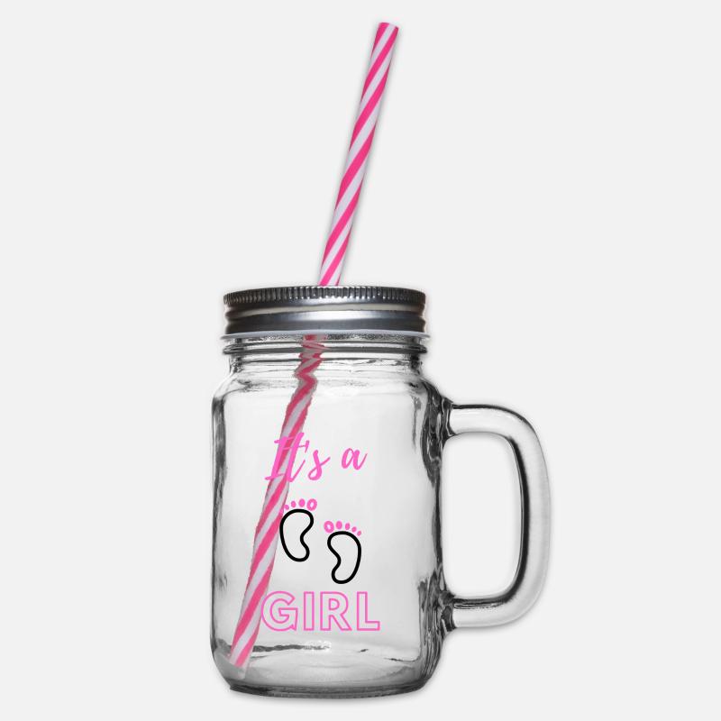 Annonce de bébé - Filles - Grossesse - Bocal à boisson - transparent