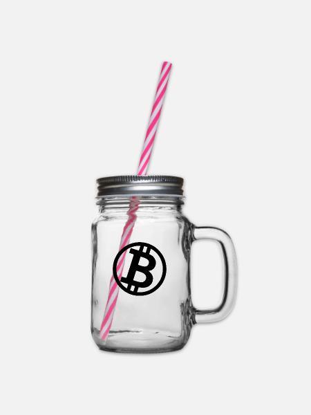 Bitcoin schwarz - Henkelglas mit Schraubdeckel - Klar