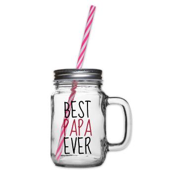 Dad - Daddy - Father's Day - Baby - Birth - Papa - Glass jar with handle and screw cap - clear - Right