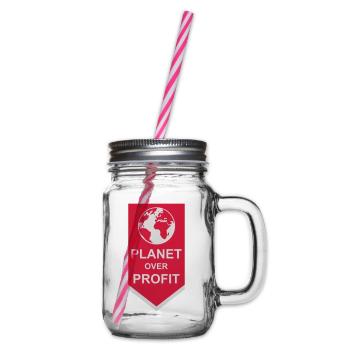 planet over profit Zitat - Henkelglas mit Schraubdeckel - Klar - Rechts
