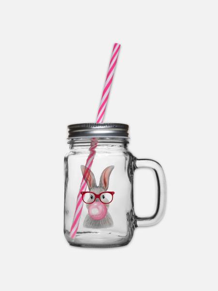 Kaninchenkaugummi gekaut - Henkelglas mit Schraubdeckel - Klar