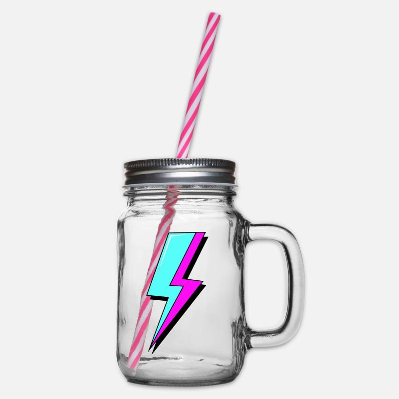 Psychedelische Neon-Beleuchtung - Henkelglas mit Schraubdeckel - Klar