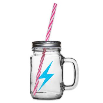 Neonblitz Blau Lightning Motiv - Henkelglas mit Schraubdeckel - Klar - Rechts