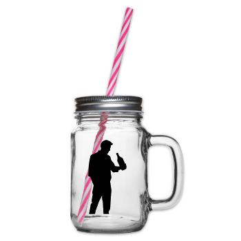 Mann mit Flasche im Profil Silhouette - Henkelglas mit Schraubdeckel - Klar - Rechts