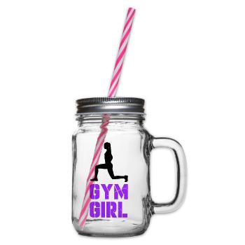Gym Girl Kraft-Attitüde - Henkelglas mit Schraubdeckel - Klar - Rechts