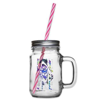 Reaper Neon-Holografieschädel – Halloween - Henkelglas mit Schraubdeckel - Klar - Rechts