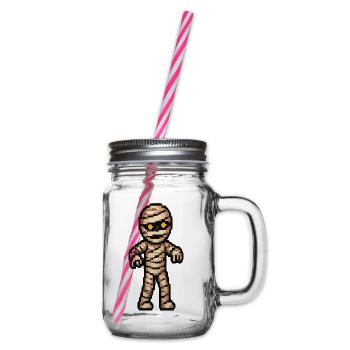Pixelmummy mit goldenen Augen - Henkelglas mit Schraubdeckel - Klar - Rechts