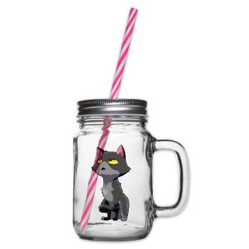 Katze Augenrollen Humor - Henkelglas mit Schraubdeckel - Klar - Rechts