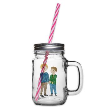 Kinderszene beste Freunde - Henkelglas mit Schraubdeckel - Klar - Rechts