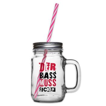 DER BASS MUSS FICKEN - Henkelglas mit Schraubdeckel - Klar - Rechts