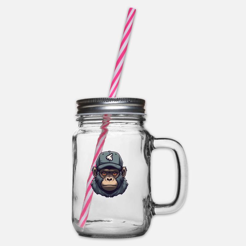 Singe avec casquette - Bocal à boisson - transparent