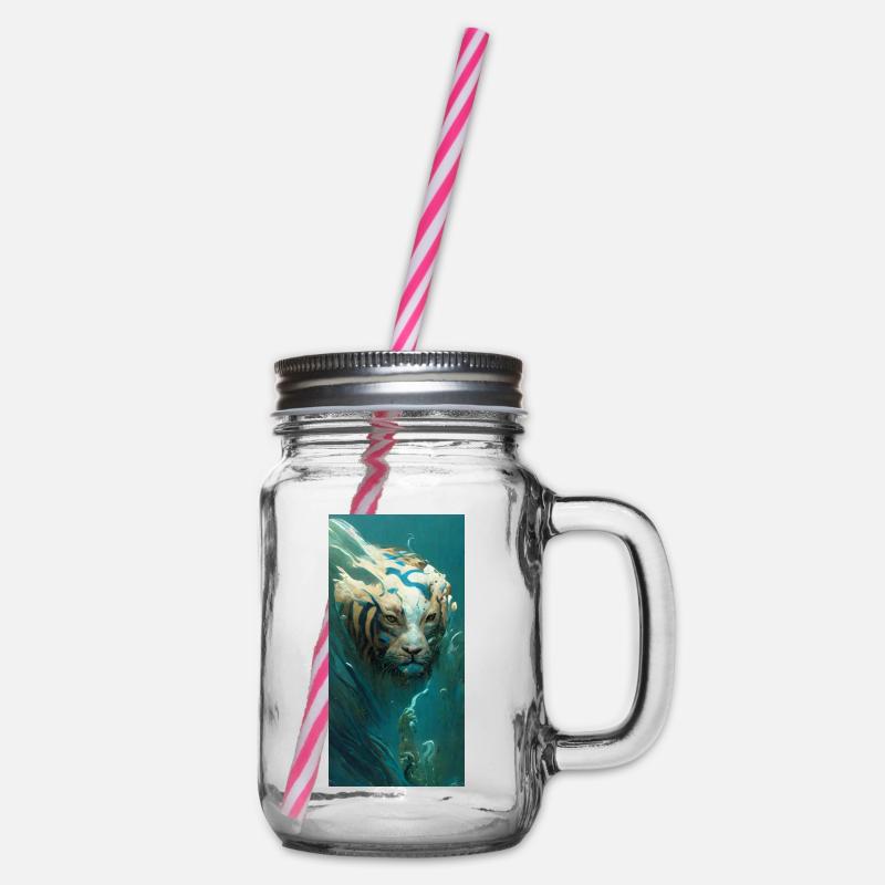Wassertiger - Henkelglas mit Schraubdeckel - Klar