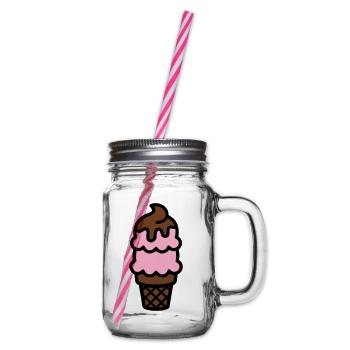 Eiswaffel Eiscreme Icon - Glass jar with handle and screw cap - clear - Right