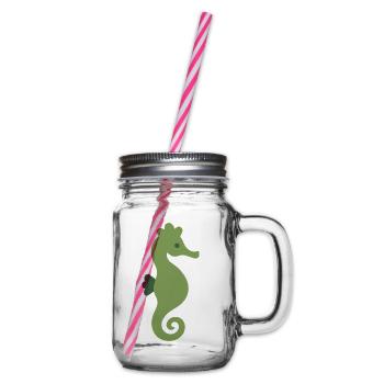 Seepferdchen Meeresleben Geschenkidee Illustration - Henkelglas mit Schraubdeckel - Klar - Rechts