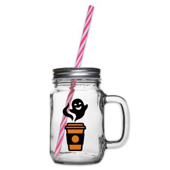 Kaffeebecher Geist Halloween Logo - Henkelglas mit Schraubdeckel - Klar - Rechts