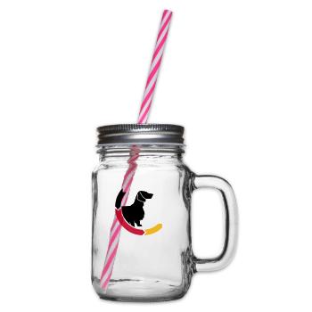 Dachshund longhair 2 Germany 3c - Glass jar with handle and screw cap - clear - Right