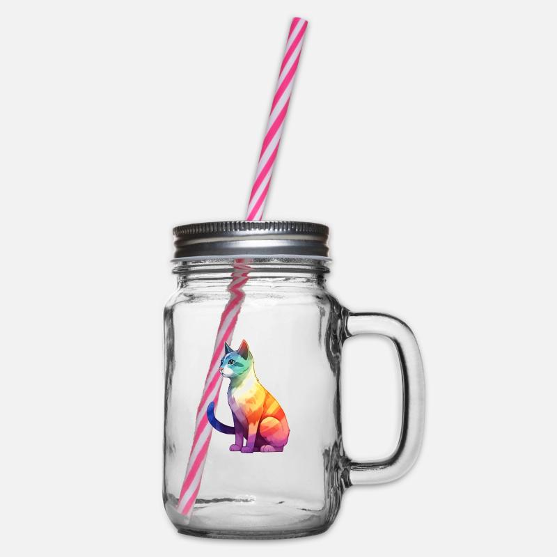 Pride Cat - Henkelglas mit Schraubdeckel - Klar