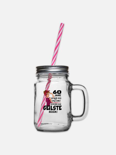 Geburtstag 60 Jahre Die Beste Geilste Chefin Queen - Henkelglas mit Schraubdeckel - Klar