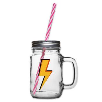 Blitz - Leistung - Strom - Henkelglas mit Schraubdeckel - Klar - Rechts