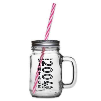 20th Birthday January Vintage 2004 Original - Glass jar with handle and screw cap - clear - Right