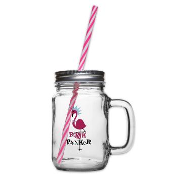 Pink Flamingo Punker Noir - Bocal à boisson - transparent - Droite