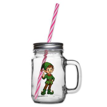 Grüner Elf Zipfelmütze - Henkelglas mit Schraubdeckel - Klar - Rechts