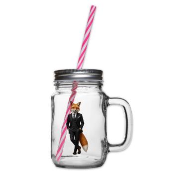 Eleganter Fuchs im schwarzen Smoking - Henkelglas mit Schraubdeckel - Klar - Rechts