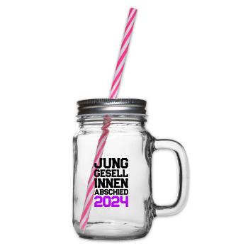 Hen Party 2024 Hen - Glass jar with handle and screw cap - clear - Right