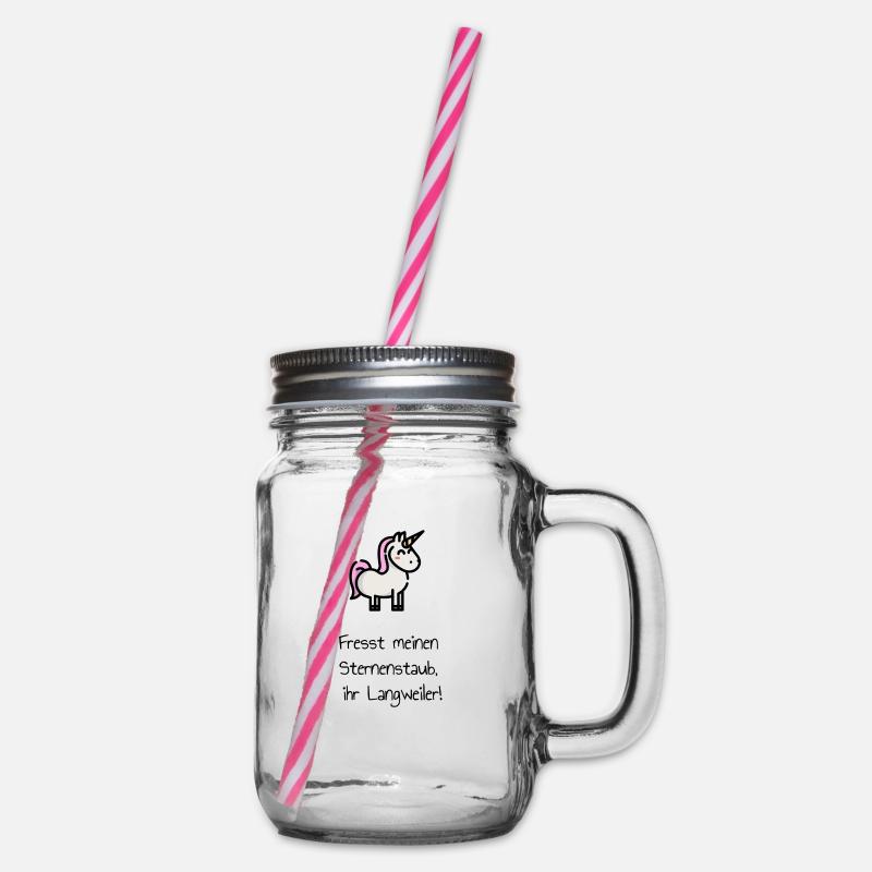 Einhorn Spruch Sternenstaub. Geschenk - Henkelglas mit Schraubdeckel - Klar