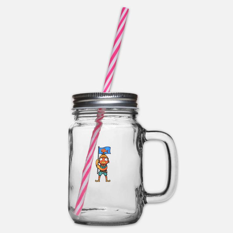 Garçon de poisson avec un dessin animé de drapeau de poisson - Bocal à boisson - transparent