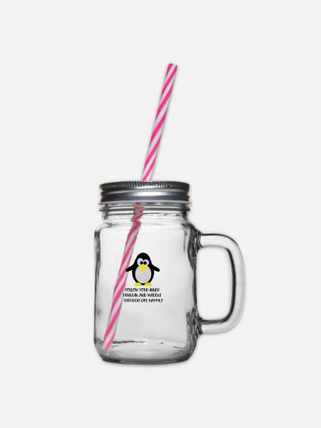 Pinguin - Henkelglas mit Schraubdeckel - Klar