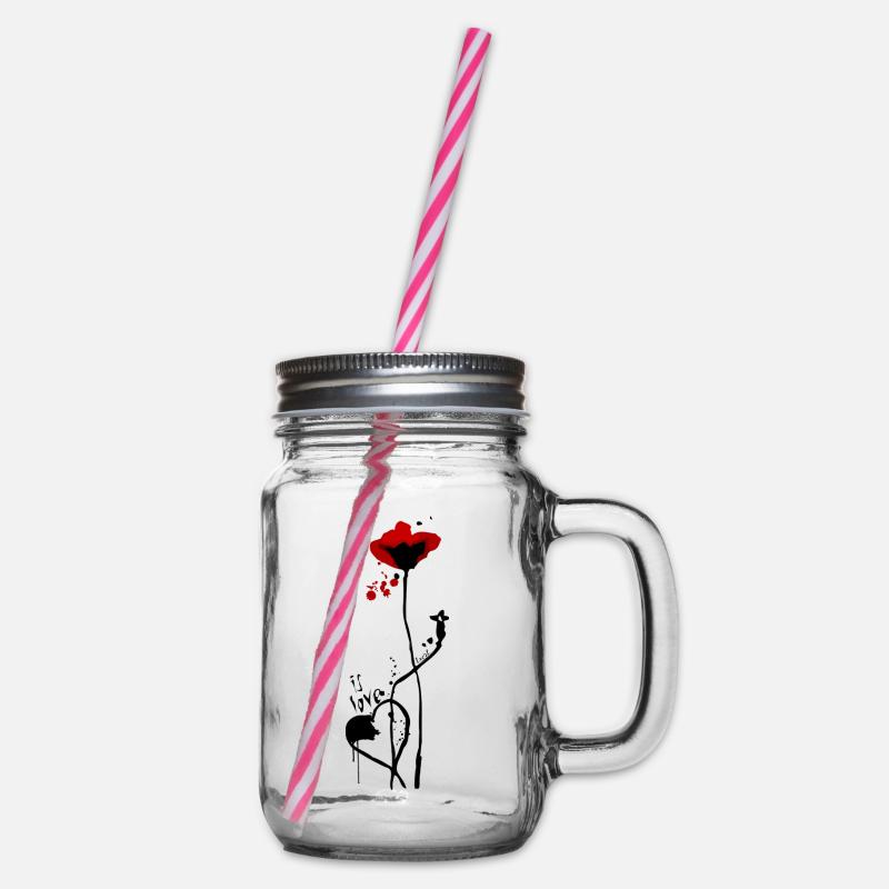C’est l’amour.. avec design coquelicot - Bocal à boisson - transparent